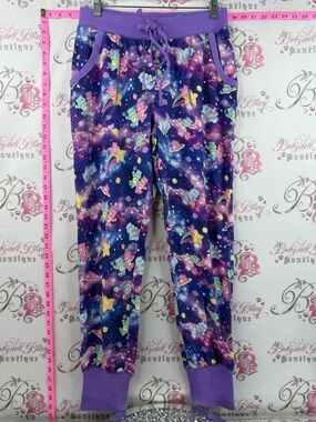 Blackmilk Pajama pants Joggers with Purple cuffs Galaxy carebear characters